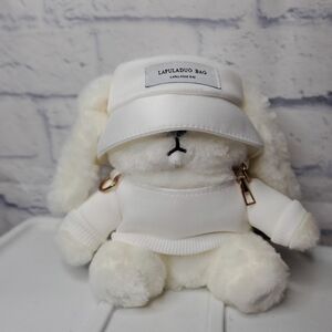 (PURSE) White Bunny Plush with Hat And Sweater